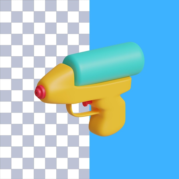 PSD ilustración 3d de icono de verano de pistola de agua