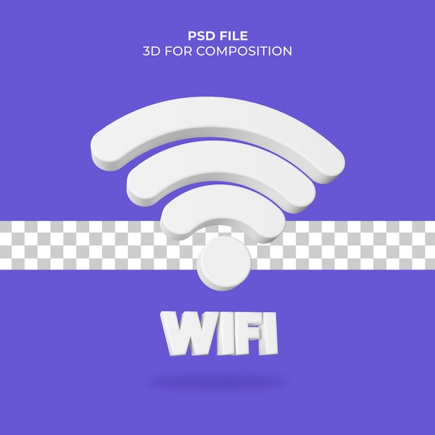 Ilustración 3d icono wifi premium psd