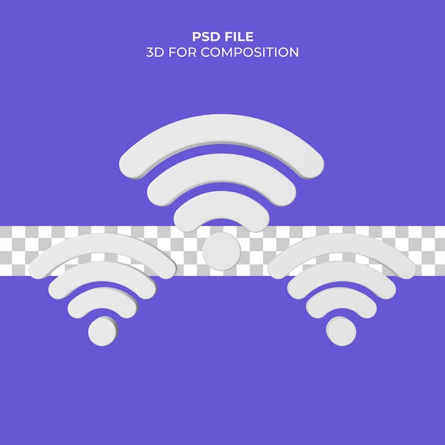 PSD ilustración 3d icono wifi premium psd