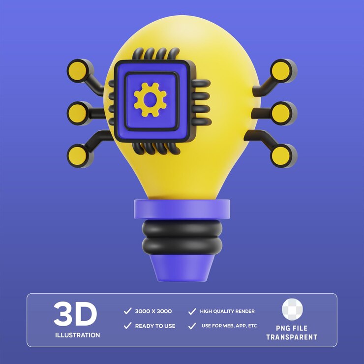 PSD ilustración 3d de la idea de la ia de psd