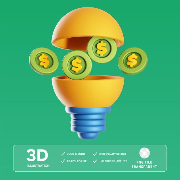 Ilustración 3D de la idea de negocio de inversión de PSD