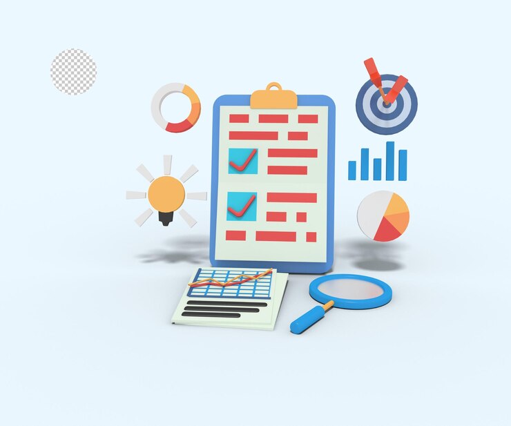 PSD ilustración 3d de las ideas de la lista de verificación del horario de negocios