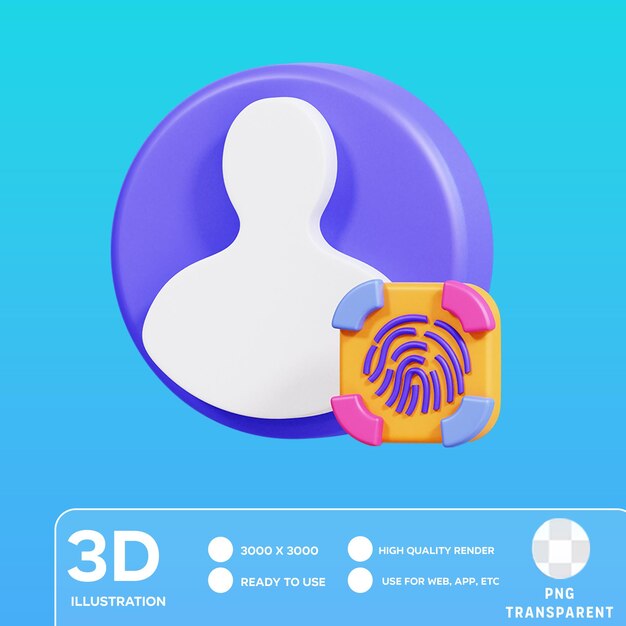 PSD ilustración 3d de la identificación biométrica del psd