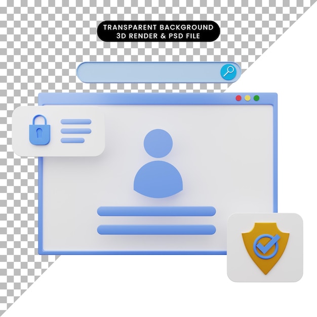 Ilustración 3D de la ilustración de la interfaz de usuario web