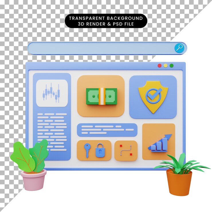 PSD ilustración 3d de ilustración web con estilo 3d