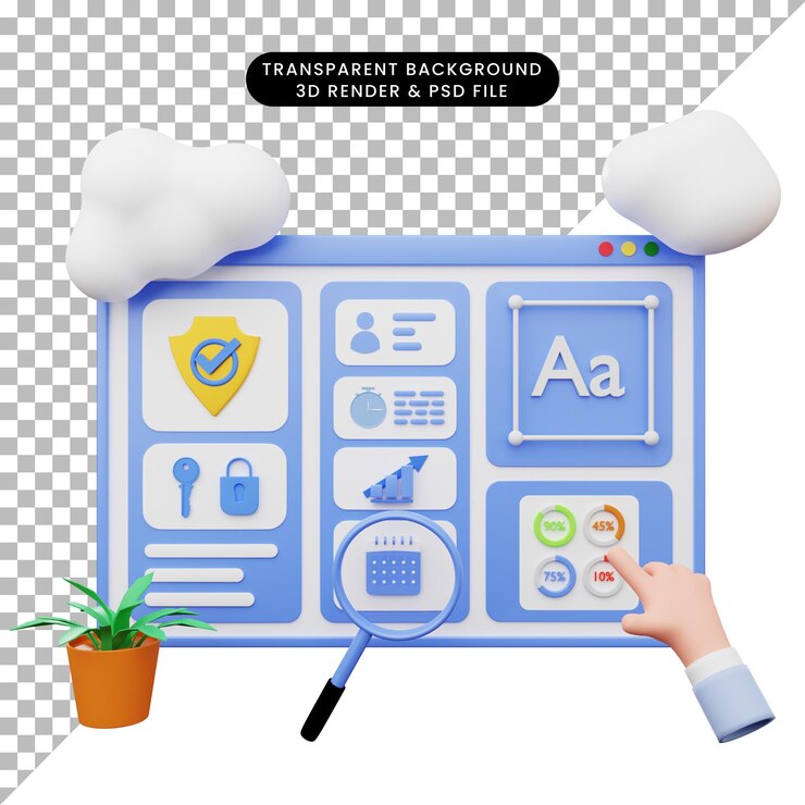 PSD ilustración 3d de ilustración web con estilo 3d