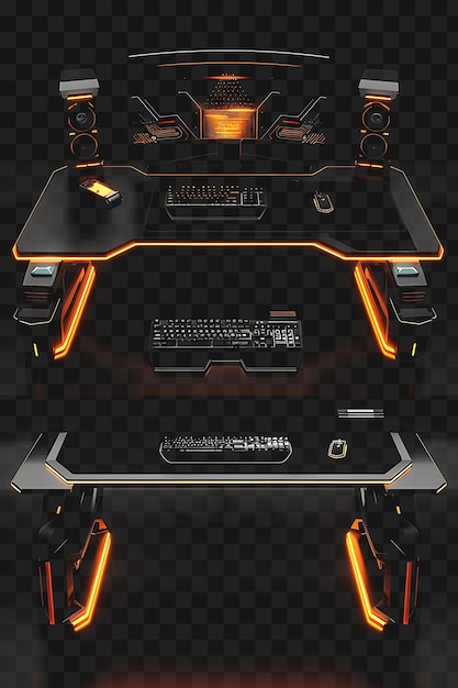Una ilustración 3d de una impresora 3d negra y naranja