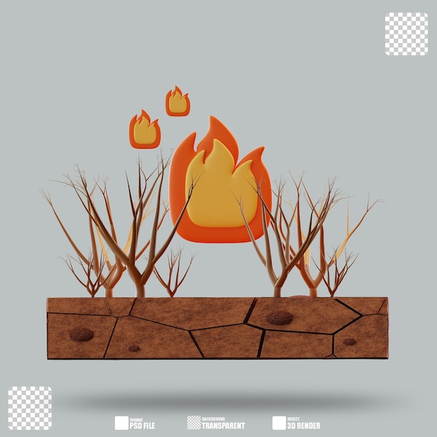 Ilustración 3D Incendio forestal 2