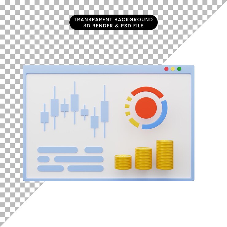PSD ilustración 3d del informe de análisis de datos