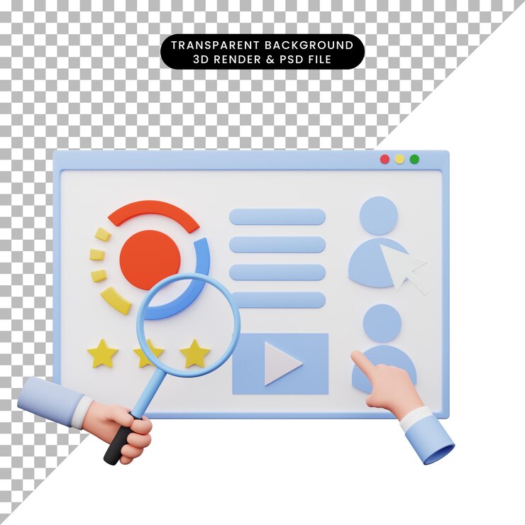 PSD ilustración 3d del informe de análisis de datos