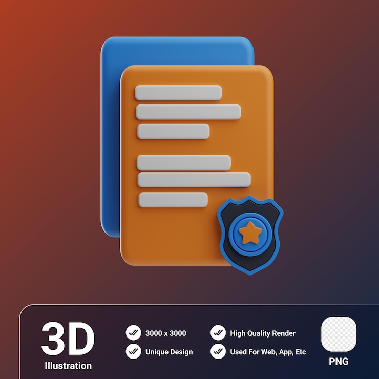 PSD ilustración en 3d del informe de investigación de un delito