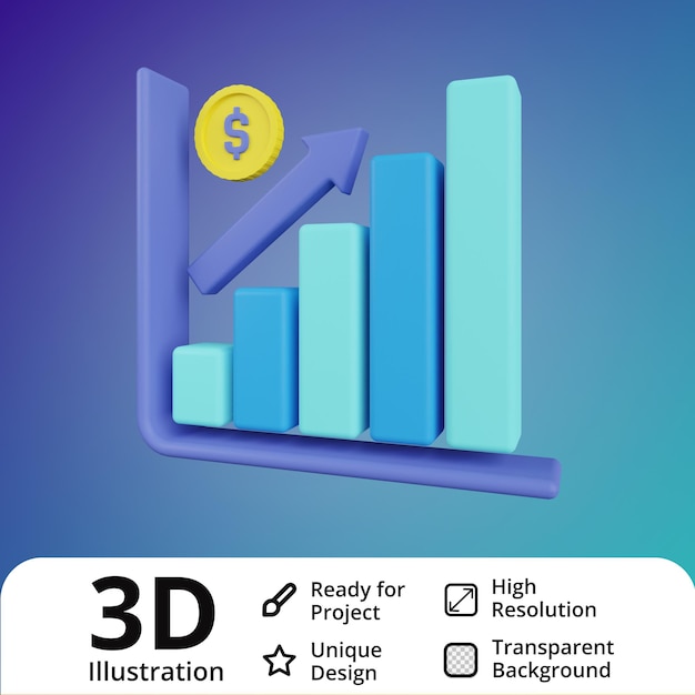 Ilustración 3d de ingresos