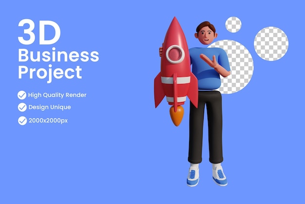 Ilustración 3d de inicio de negocio