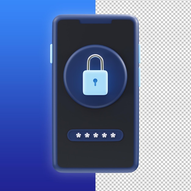 PSD ilustración 3d de inicio de sesión de datos del teléfono