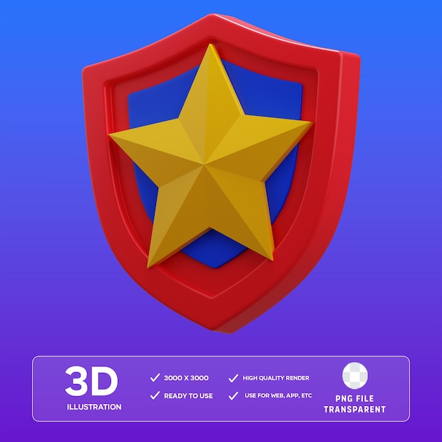 Ilustración 3D de la insignia de estrella de PSD