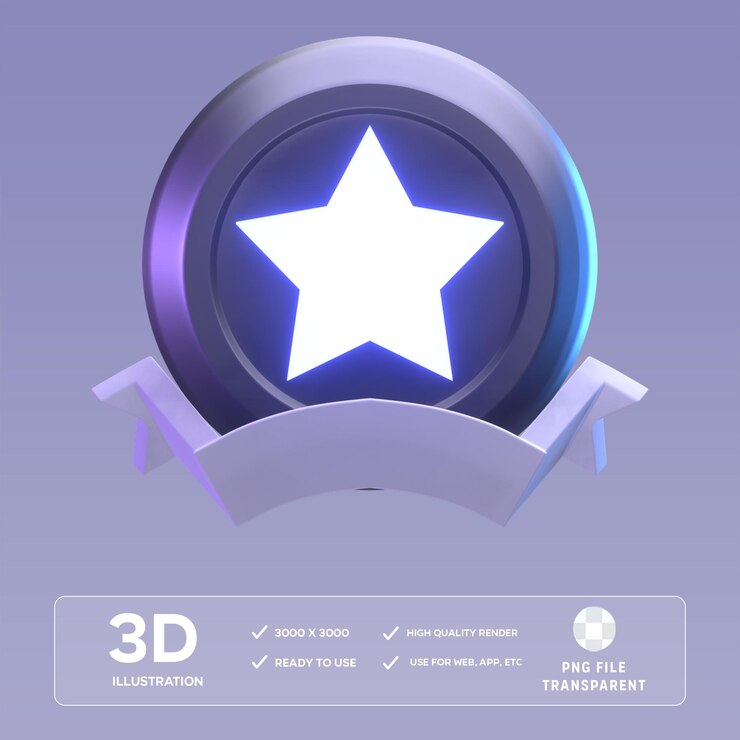 Ilustración 3D de la insignia de estrella de la PSD