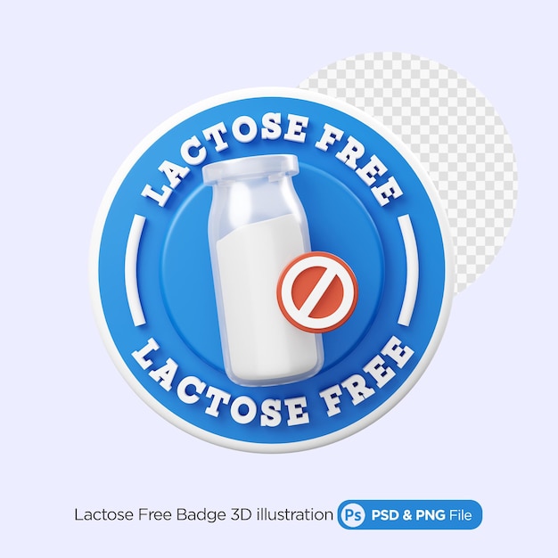 Ilustración 3D de la insignia libre de lactosa