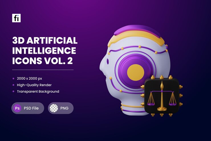 PSD ilustración en 3d inteligencia artificial ética ai
