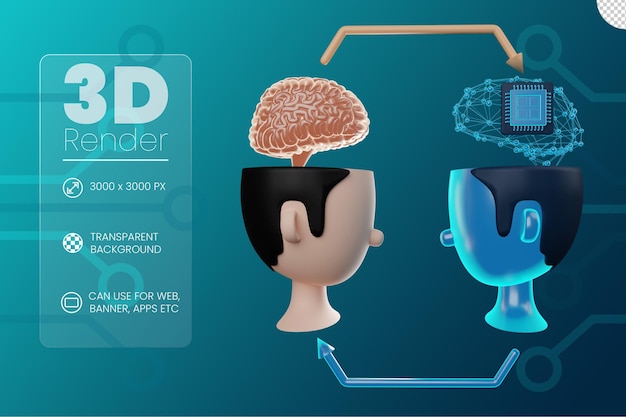 PSD ilustración 3d de inteligencia artificial