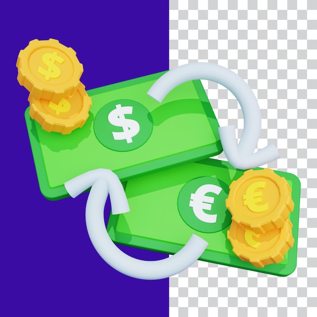 Ilustración 3D del intercambio de divisas