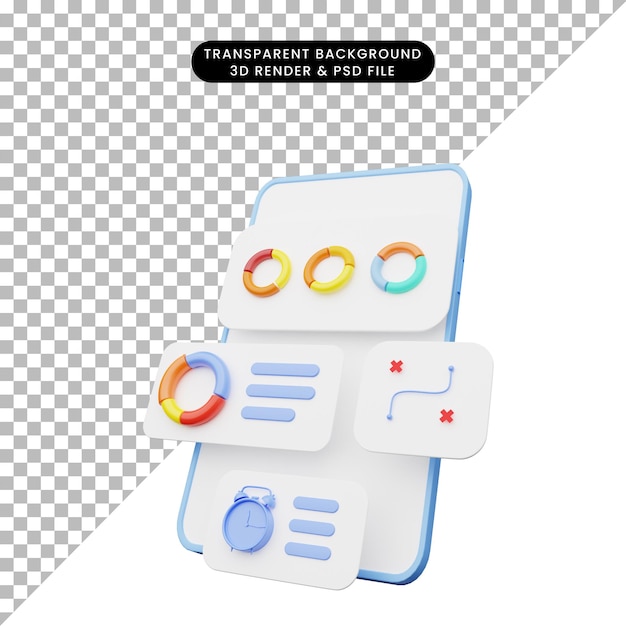 PSD ilustración 3d de la interfaz de usuario en el teléfono inteligente