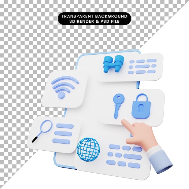 Ilustración 3d de la interfaz de usuario en el teléfono inteligente