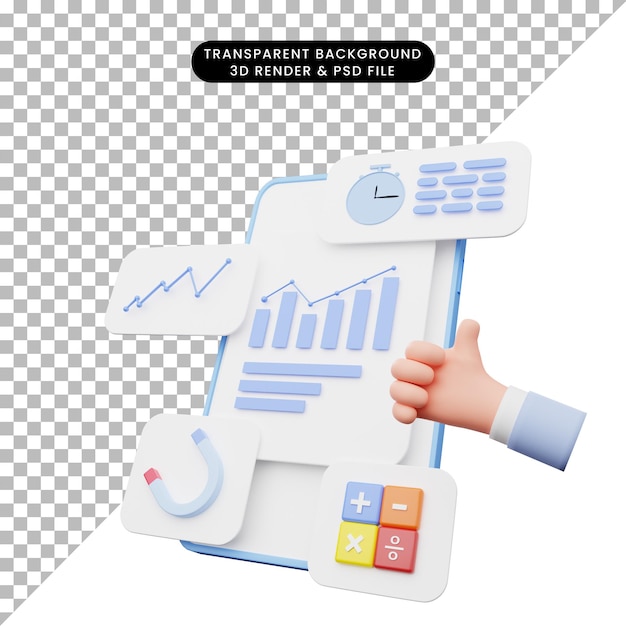 Ilustración 3D de la interfaz de usuario en el teléfono inteligente