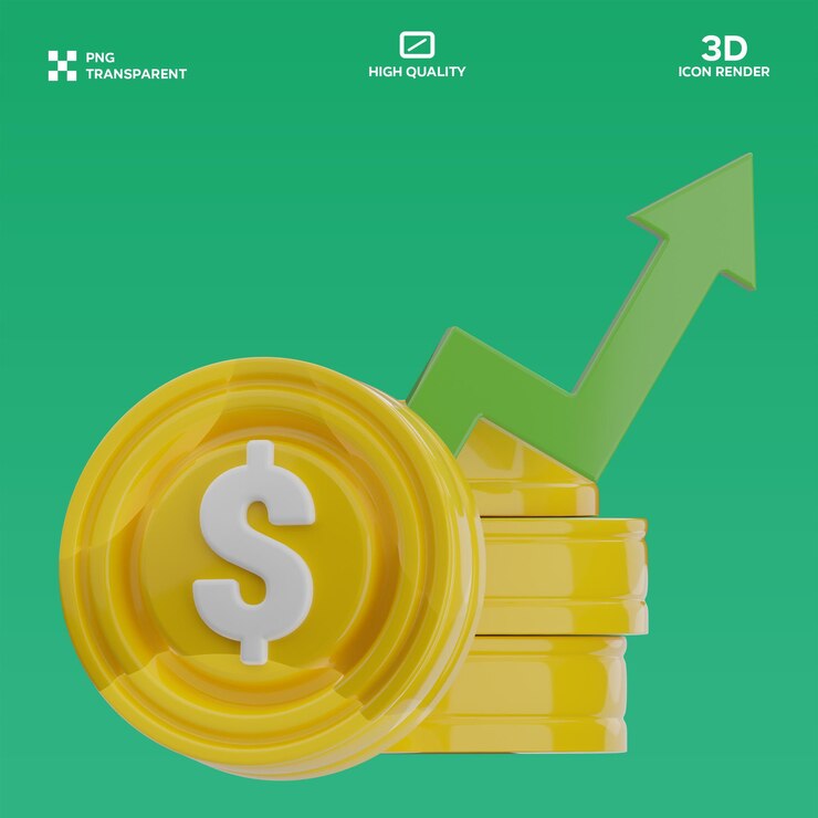 PSD ilustración 3d de las inversiones de crecimiento de psd