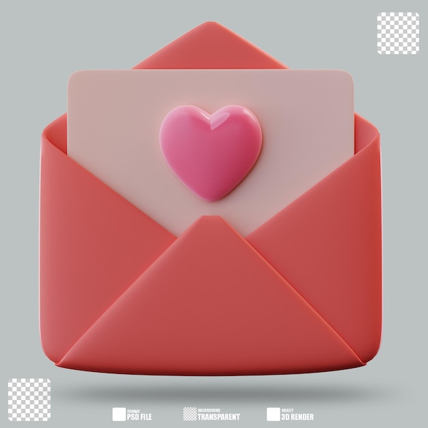 Ilustración 3D de la invitación de San Valentín 2