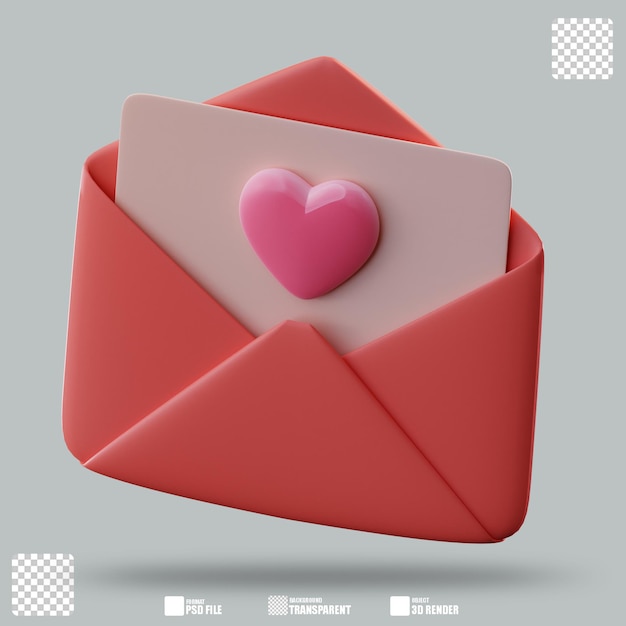 Ilustración 3D de la invitación de San Valentín 3