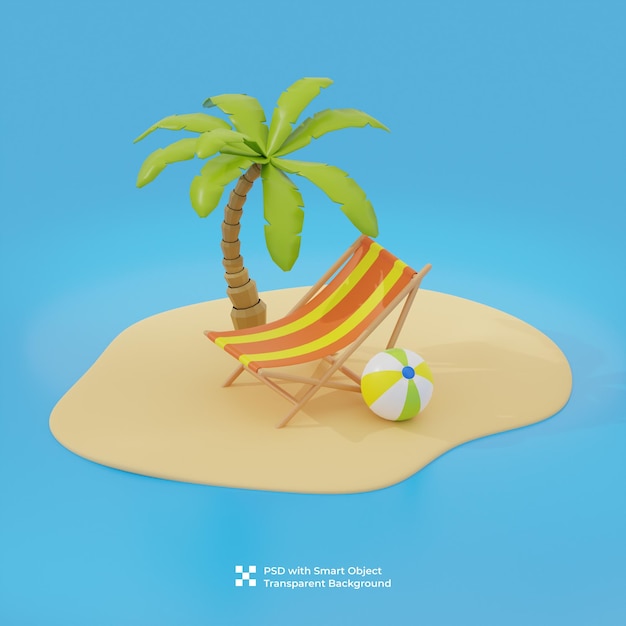 PSD ilustración en 3d de la isla de verano