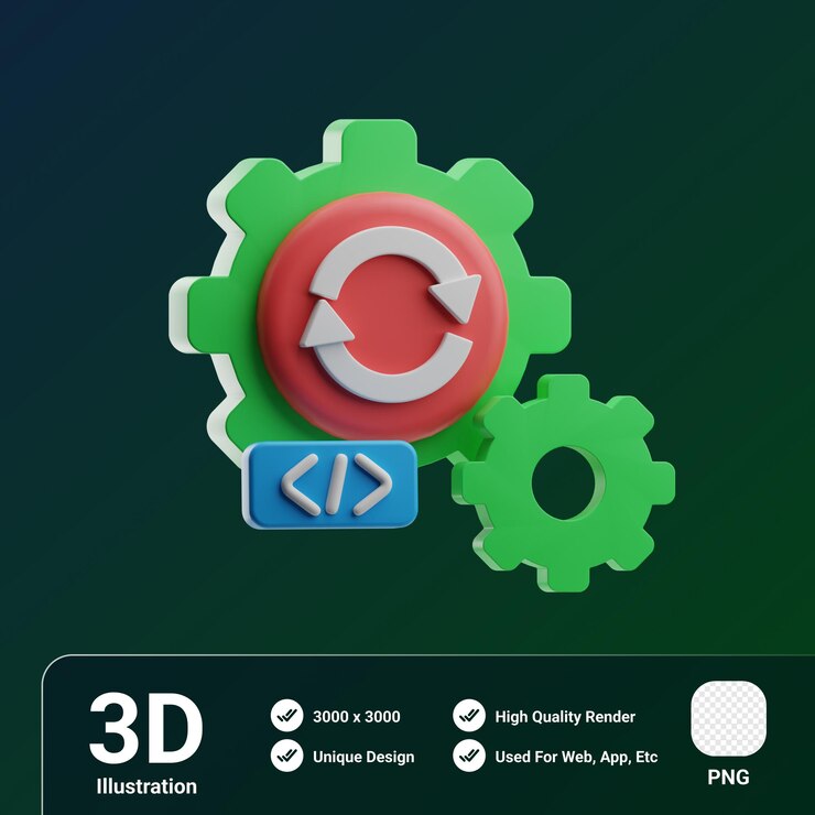 PSD ilustración 3d de la iteración de desarrollo de scrum de objetos