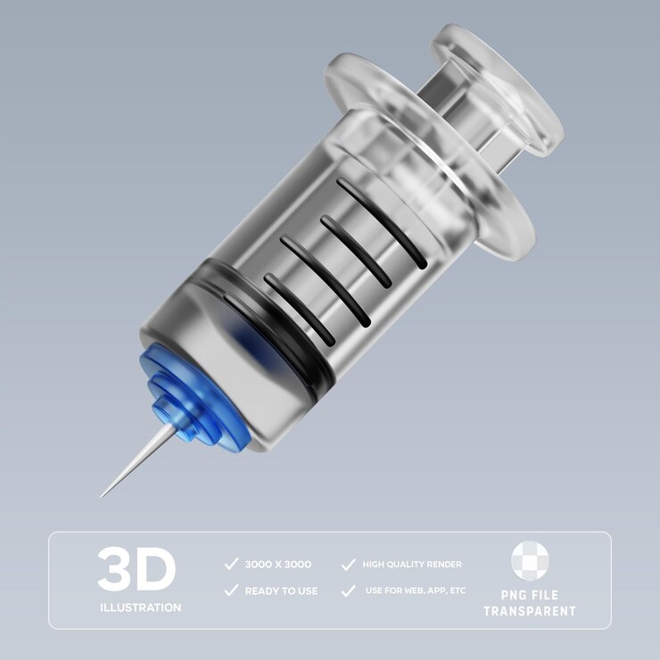Ilustración 3D de la jeringa PSD