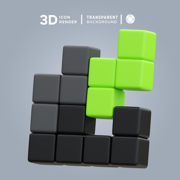 PSD ilustración 3d del juego psd tetris