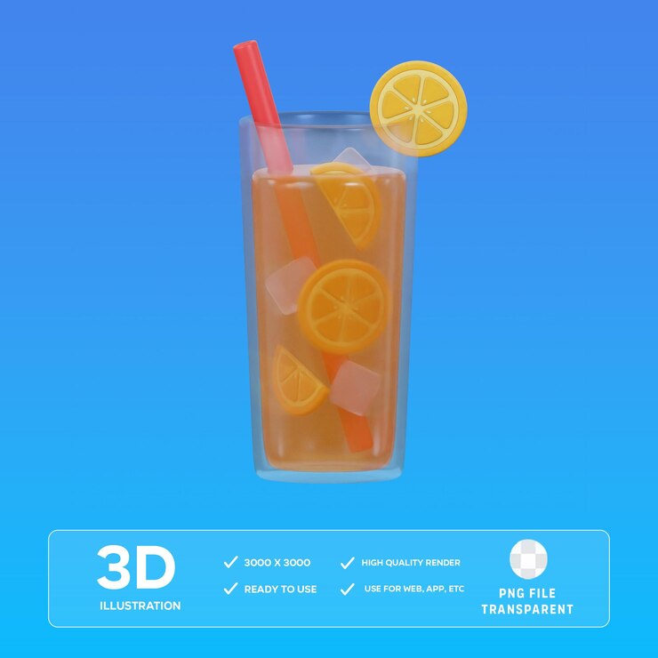 Ilustración en 3D del jugo de limón