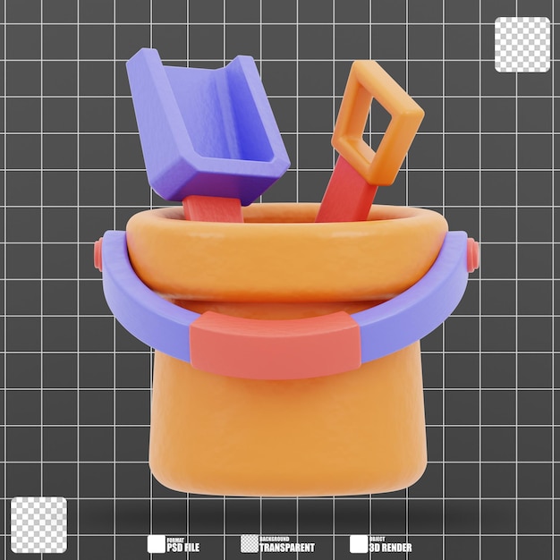 Ilustración 3D de un juguete de lata de arena