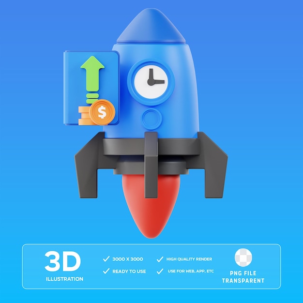 Ilustración 3D del lanzamiento del cohete PSD