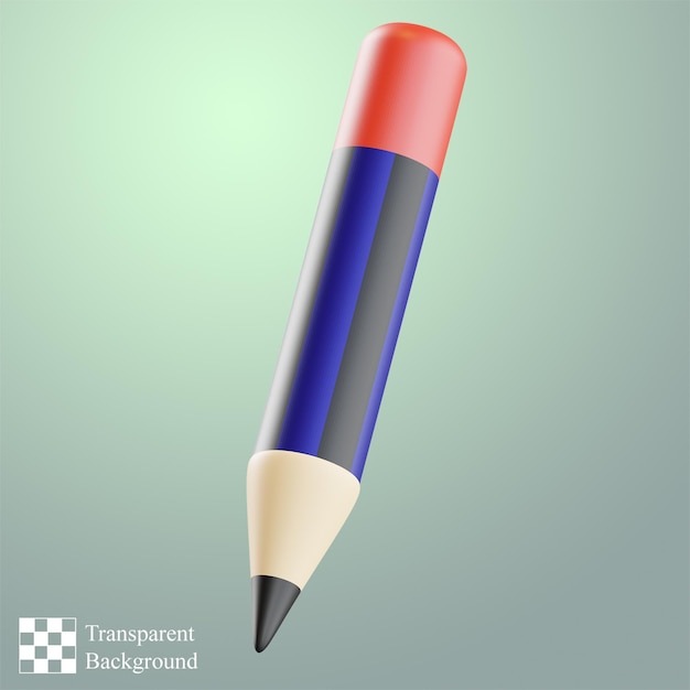 Ilustración 3D de lápiz de escritura
