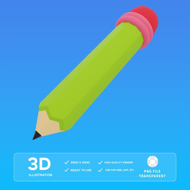 Ilustración 3D con lápiz PSD