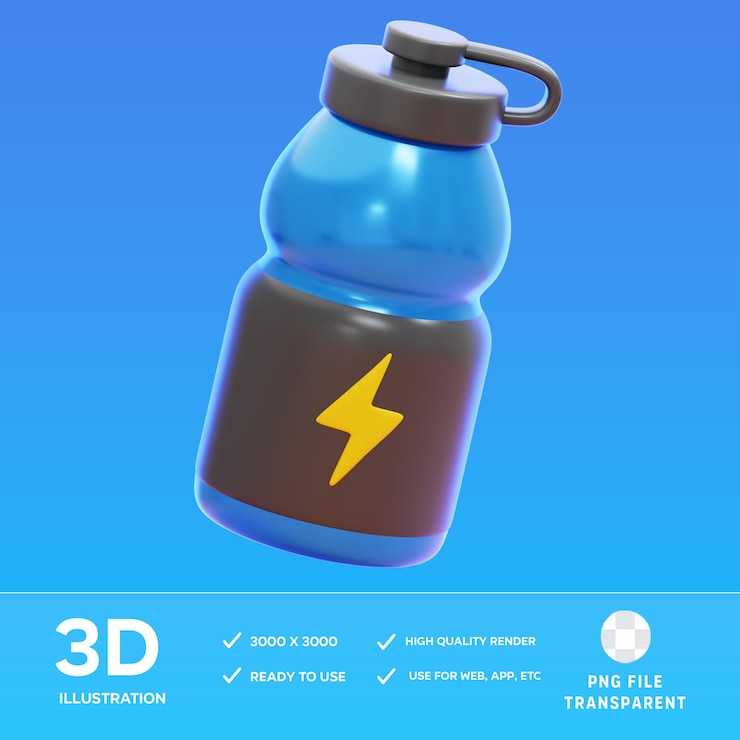 PSD ilustración en 3d de la lata de bebidas energéticas psd