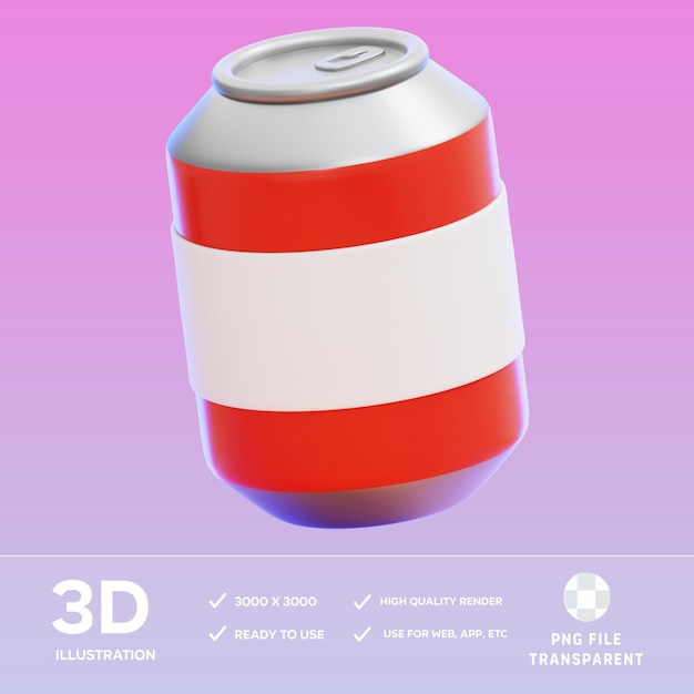 Ilustración en 3D de la lata de soda PSD