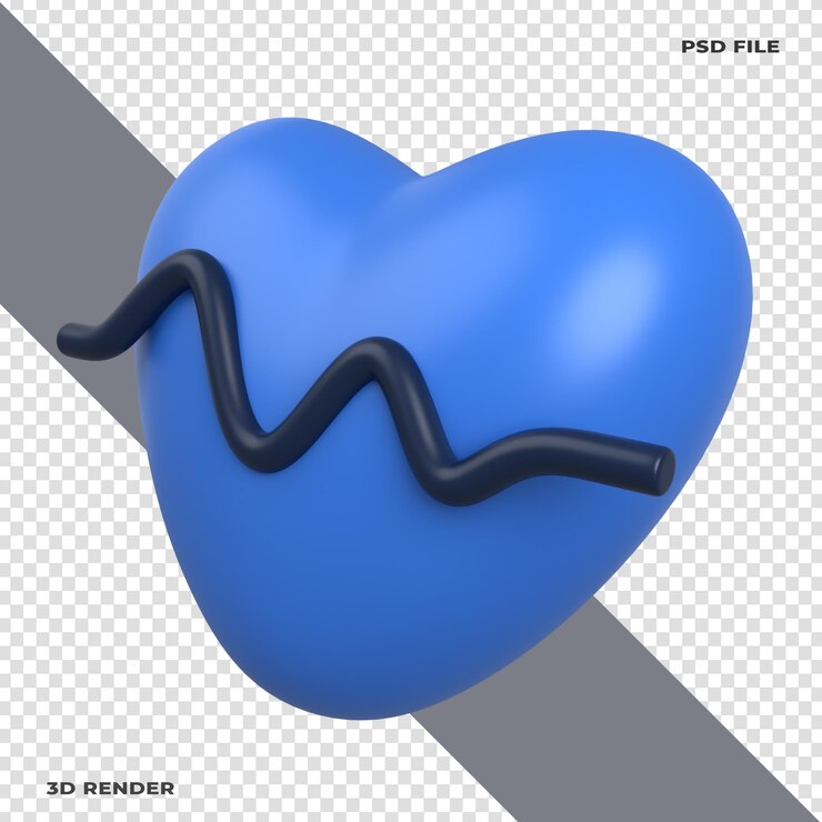 PSD ilustración 3d del latido del corazón sobre fondo transparente
