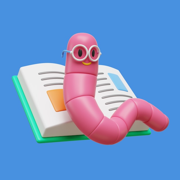 PSD ilustración 3d para leer con libros esenciales