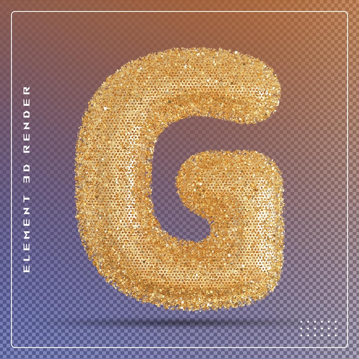 PSD ilustración en 3d de la letra g de la burbuja de brillo dorado