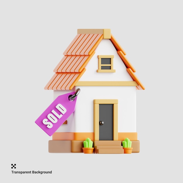 Ilustración 3D de letrero vendido para construcción de viviendas