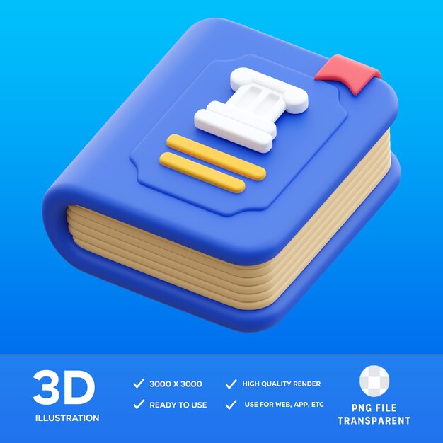 Ilustración 3D del libro de historia de PSD