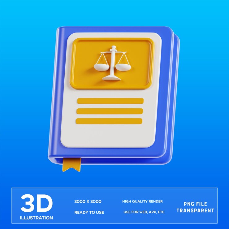 Ilustración 3D del libro de leyes de PSD