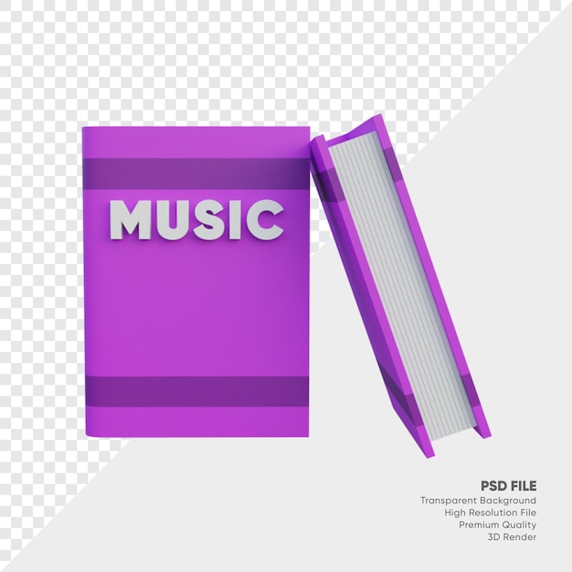 Ilustración 3d del libro de música