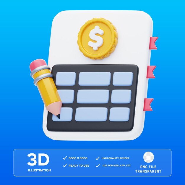 Ilustración 3D del libro de revistas PSD
