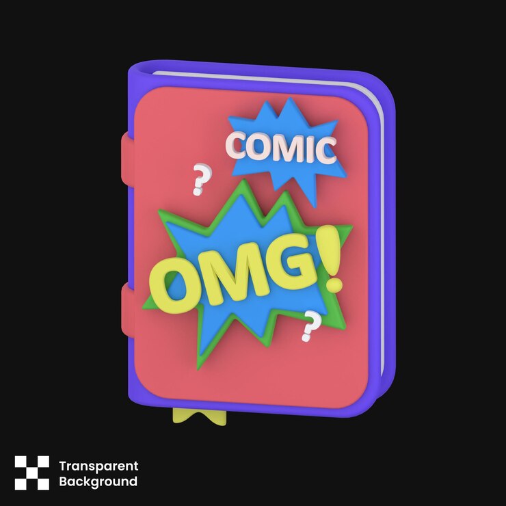 PSD ilustración en 3d de libros de cómics concepto de icono en 3d render